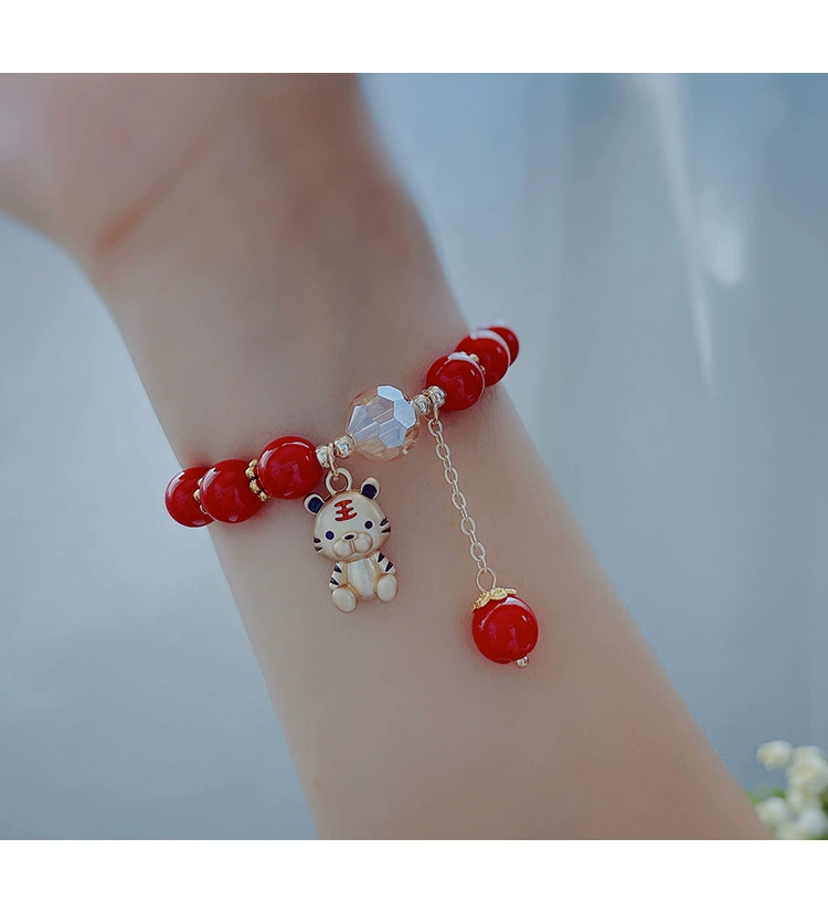 Red string bracelets for women, sand gold Five Blessings Tiger, and twelve zodiac tiger crystal bracelets are selling well at street stalls details Picture