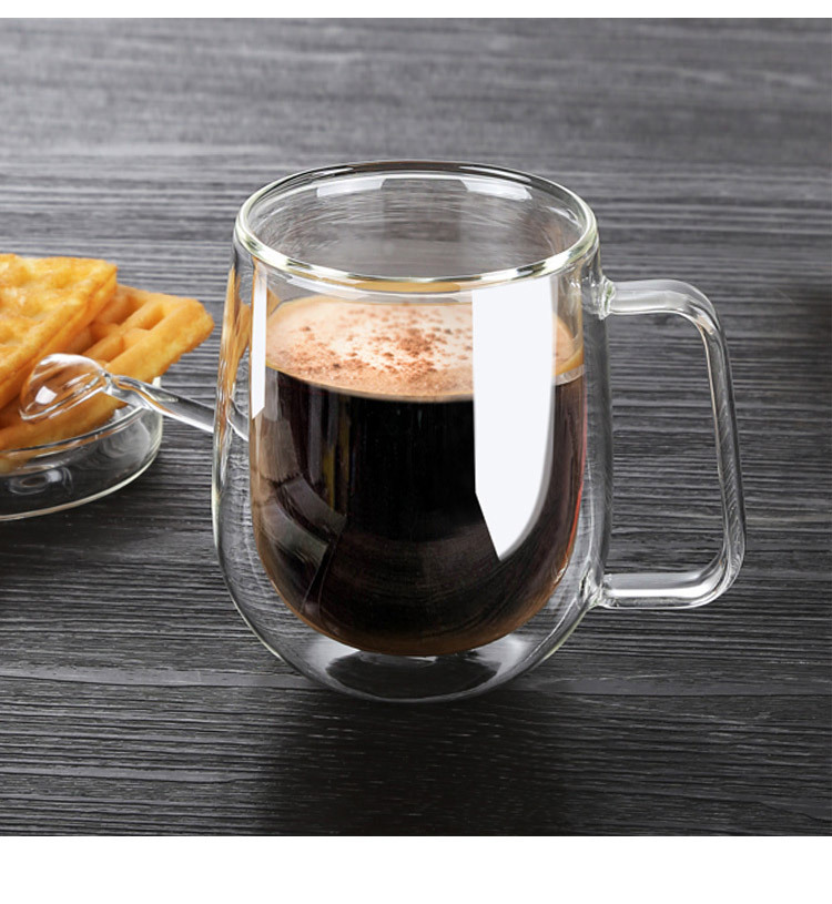 Creative double glass wholesale transparent belt to coffee mug household glass cup wholesale