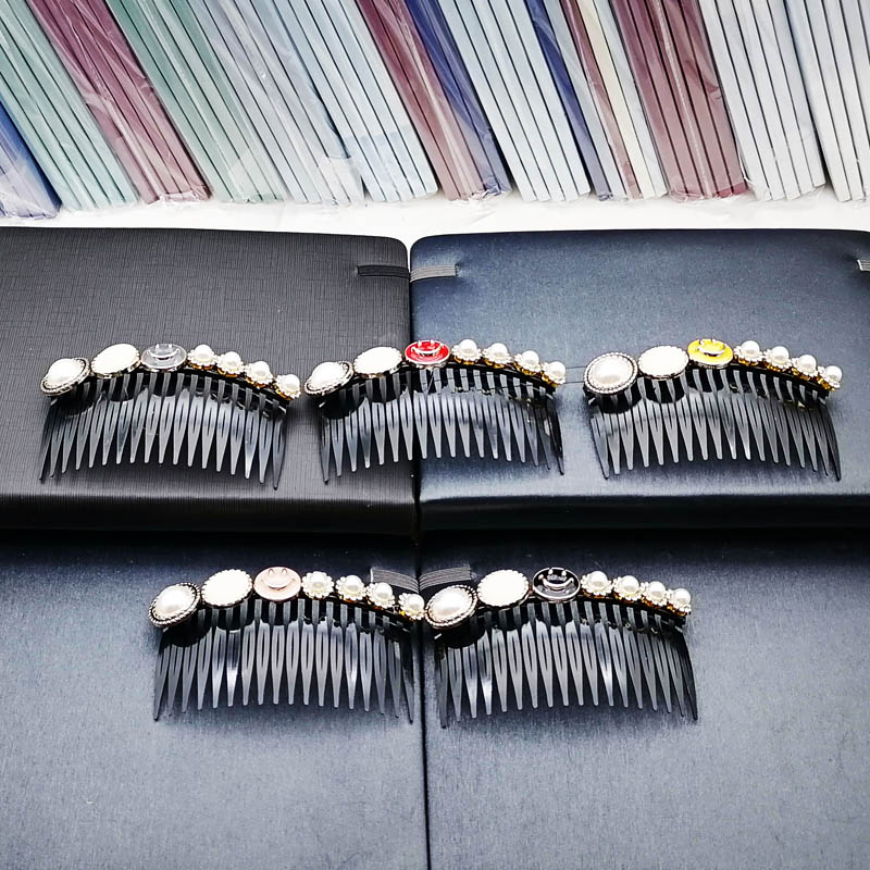 A3128 Smiley Face Pearl Fork Comb Hair Accessory, 2-yuan store, 2-yuan street stall, night market supply in Yiwu Specification image