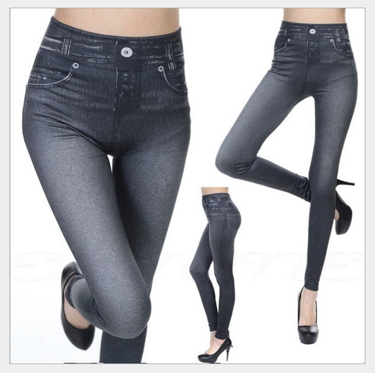 3-color 8-size TV-style denim leggings for women's spring and autumn high-waisted outerwear leggings details Picture