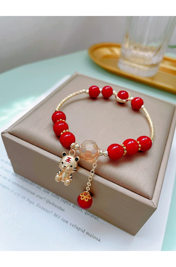 Red string bracelets for women, sand gold Five Blessings Tiger, and twelve zodiac tiger crystal bracelets are selling well at street stalls Application Scenario