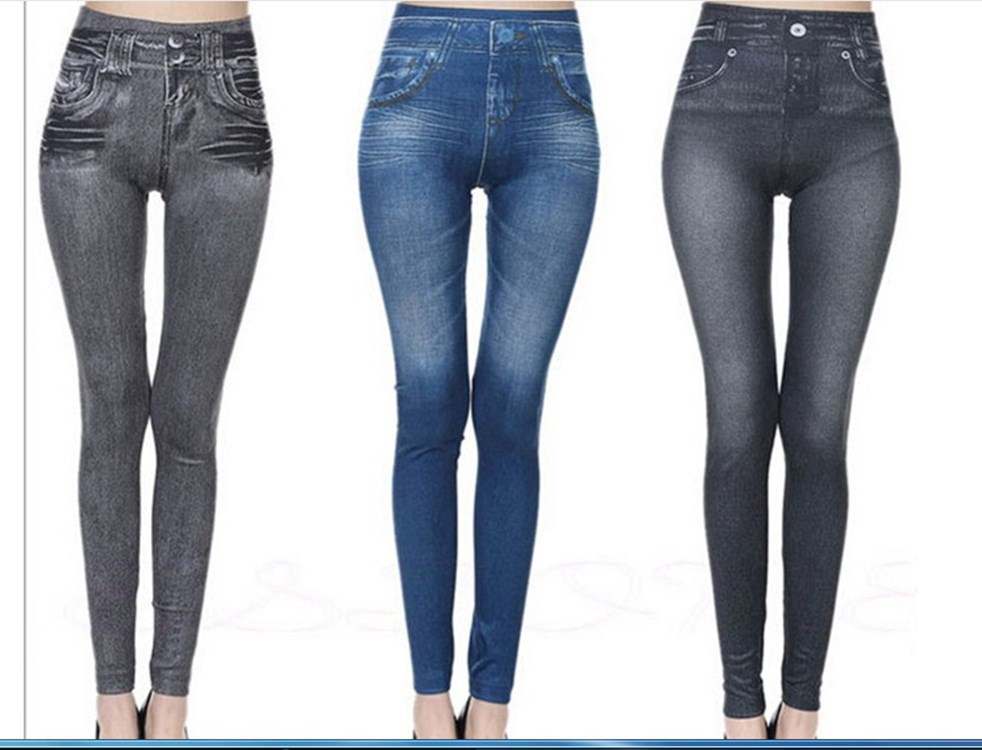3-color 8-size TV-style denim leggings for women's spring and autumn high-waisted outerwear leggings Item Picture