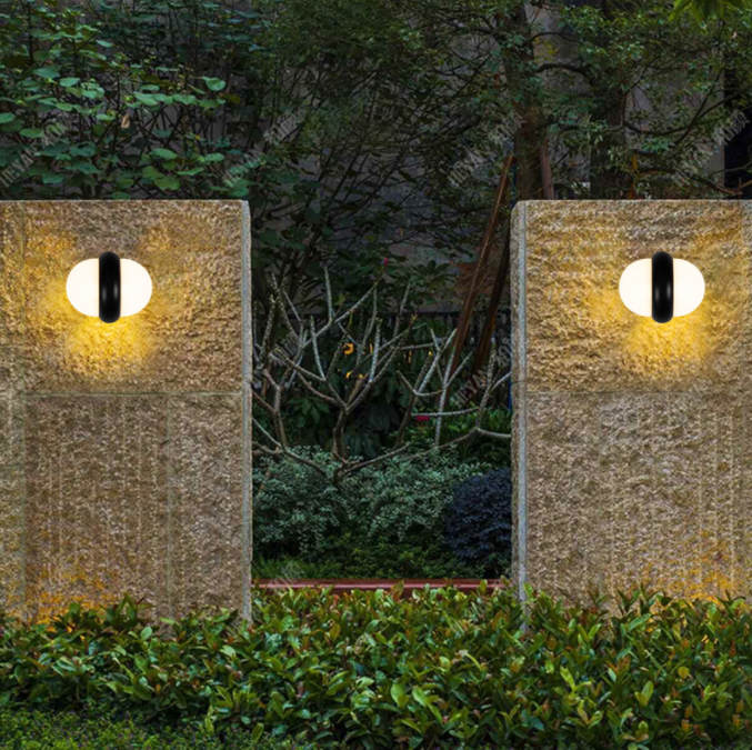 LED outdoor simple exterior wall creative modern balcony courtyard garden villa light outdoor wall light semi-circular shape Application Scenario
