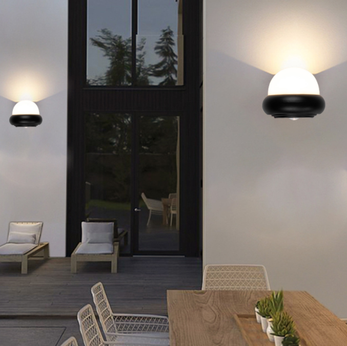 LED outdoor simple exterior wall creative modern balcony courtyard garden villa light outdoor wall light semi-circular shape details Picture