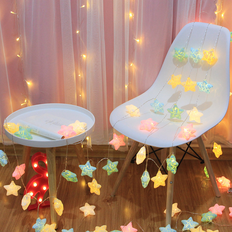 LED crack star lights string color lights flashing lights battery full star Christmas dormitory wedding decoration net celebrity photos thumbnail