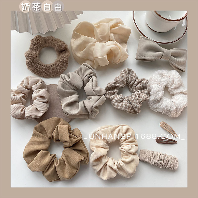 Milk tea free/Autumn and winter warm color lovely and sweet French cole-shaped ponytail ball hair circle BB clip
