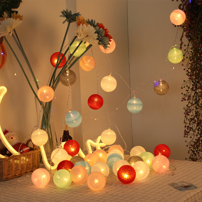 泰国棉线球灯串led彩灯少女心浪漫生日卧室房间圣诞INS装饰