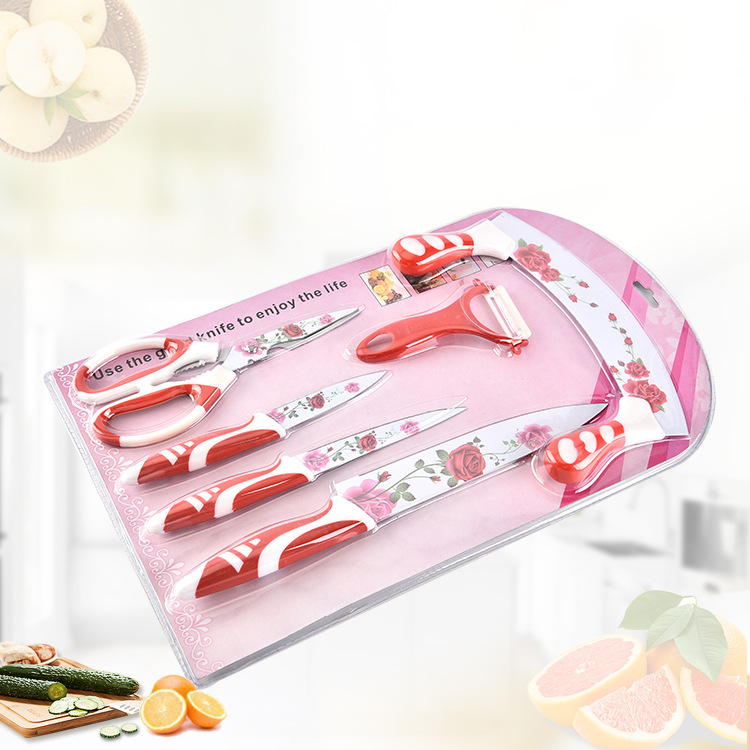 Factory direct kitchen knife printing process fruit knife 6 sets of kitchen knife set wholesale spot thumbnail