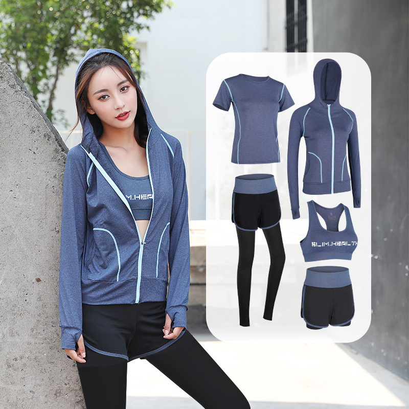 Yoga suit female 2 spring and summer new violent sweat suit running suit quick dry suit five piece fitness suit sports