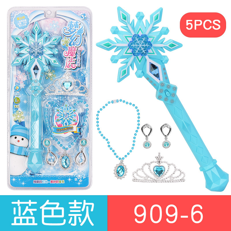 New kids magic wand music magic fairy toy set Electric light princess walking stick Snowflake shaper