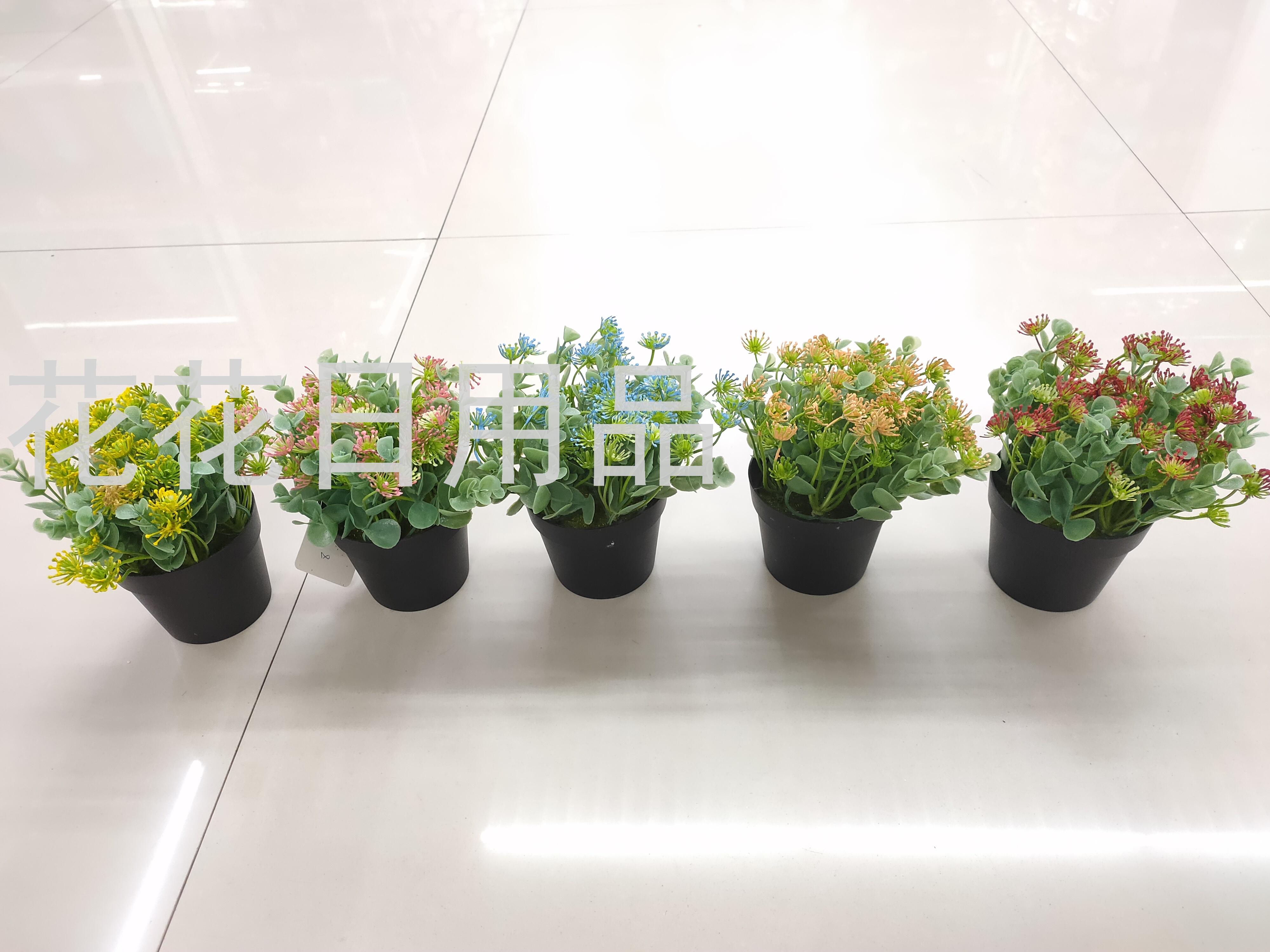 新款黑色塑料盆尤加利配件小花盆景仿真花假花工艺品摆件