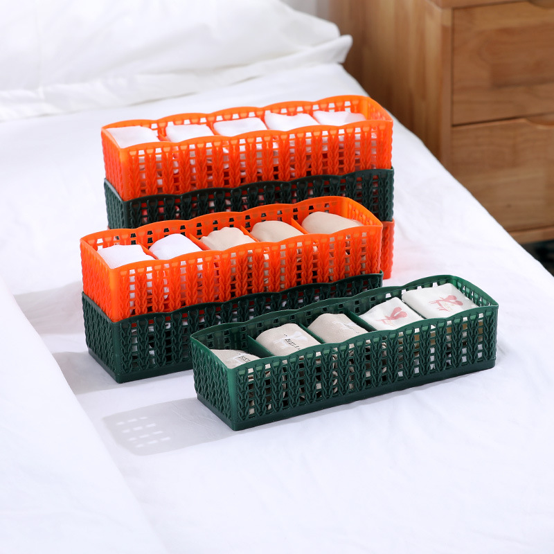 Stackable underwear storage box, five-compartment plastic organization box, drawer-type socks and underwear storage, multi-compartment storage box Specification image
