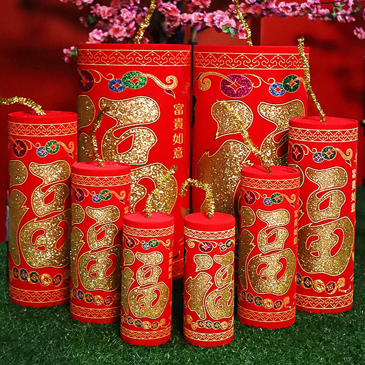 Spring Festival decoration simulation hanging gun sitting gun decoration shopping mall hotel lobby decoration block gun decoration firecrackers