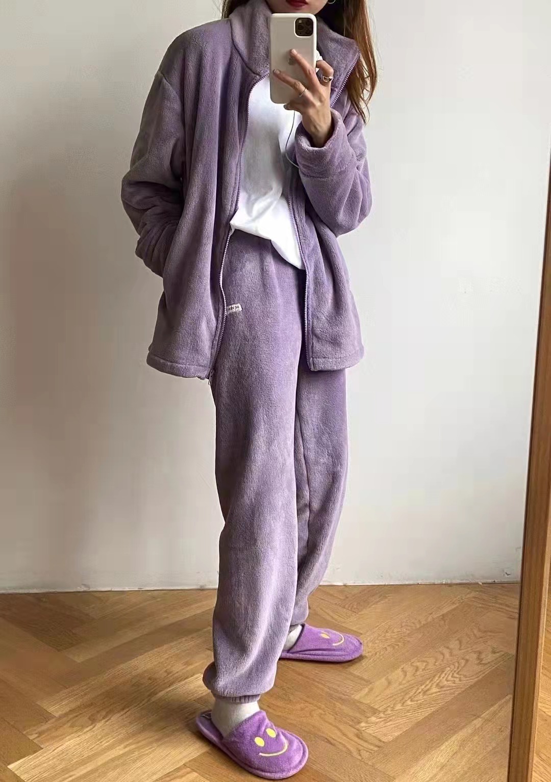Zhendong otoño e invierno engrosado flanela pijama arriba y abajo pijama dividido, versión coreana de ropa de hogar pantalones calientes pantalones calientes bata caliente Application Scenario