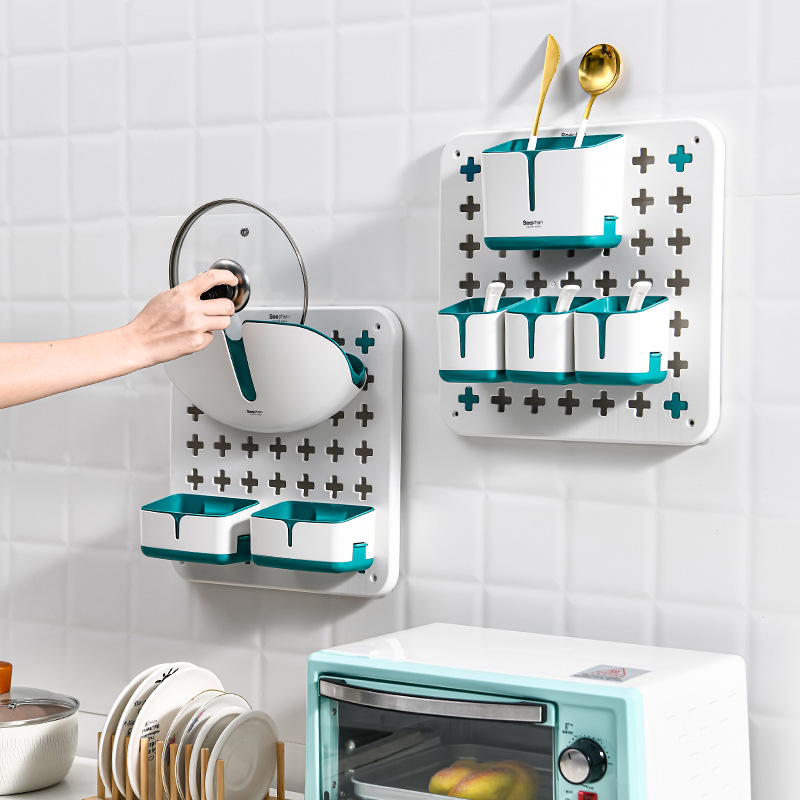 S28-271 perforated board storage rack, non-perforated storage rack, kitchen seasoning rack, draining knife rack, pot lid rack, hook Item Picture