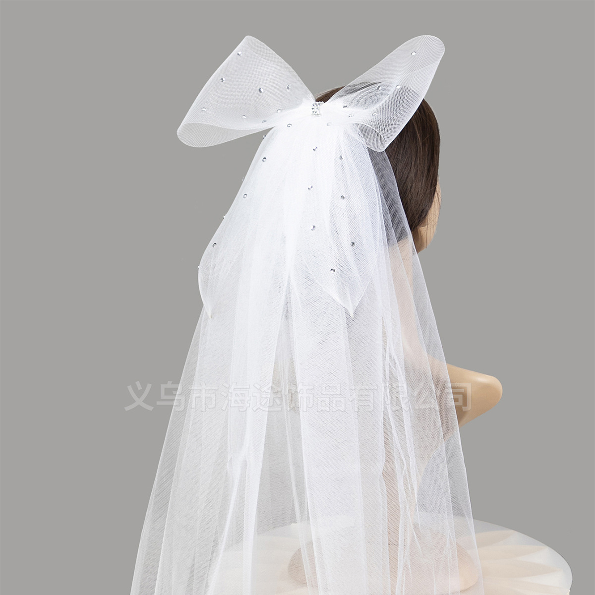 New ins bow, sparkling diamond veil, wedding net veil, wedding dress, photo studio, photo prop manufacturer Item Picture