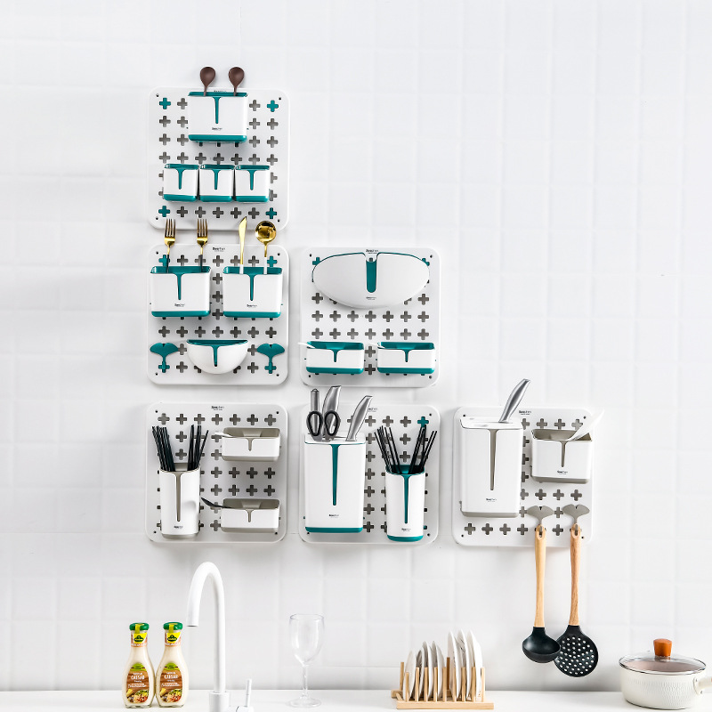 S28-271 perforated board storage rack, non-perforated storage rack, kitchen seasoning rack, draining knife rack, pot lid rack, hook Specification image