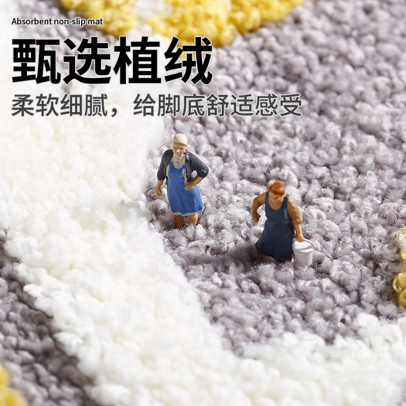 Summer Wave Simple bathroom water-absorbing anti-slip mat, household entrance floor mat, bedroom floor mat, door and living room carpet Specification image