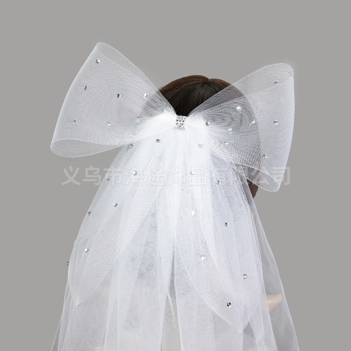 New ins bow, sparkling diamond veil, wedding net veil, wedding dress, photo studio, photo prop manufacturer details Picture