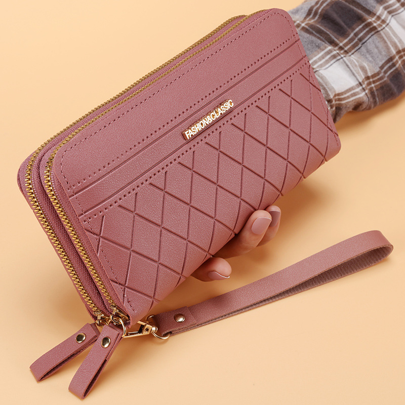 2021 new women's long wallet Korean version simple double zipper explosive coin wallet multi-card wallet card bag