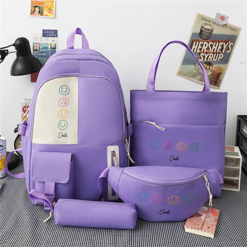Mochilas de escuela para niñas de cuatro piezas mochilas para estudiantes de primaria estudiantes de secundaria estudiantes de secundaria de tercer a sexto grado de gran capacidad campus doble details Picture