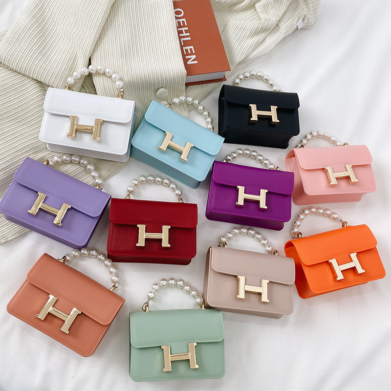 2021 Summer new H-buckle PVC jelly bag, flight attendant bag, Kangkang bag, fashionable single-shoulder crossbody pearl small square bag for women