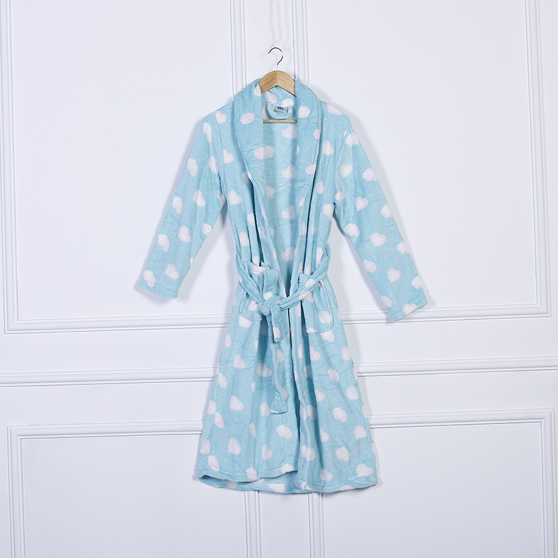 Minpeng high-end flannel printed bathrobes, coral fleece bathrobes, export large-sized pajamas, home wear, warm autumn and winter clothing Item Picture