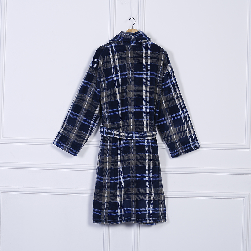 Minpeng high-end flannel printed bathrobes, coral fleece bathrobes, export large-sized pajamas, home wear, warm autumn and winter clothing