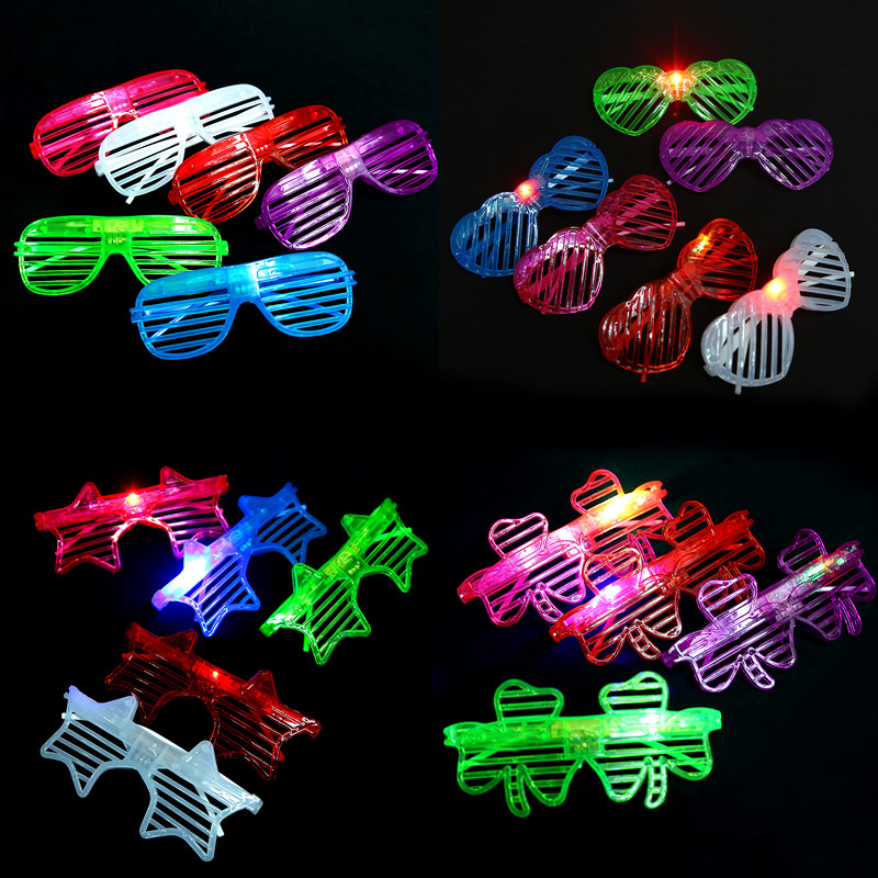 2021 Night market new creative luminous glasses plastic toys personality party decoration cold light glasses stall products