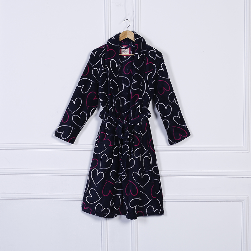 Minpeng high-end flannel printed bathrobes, coral fleece bathrobes, export large-sized pajamas, home wear, warm autumn and winter clothing Specification image