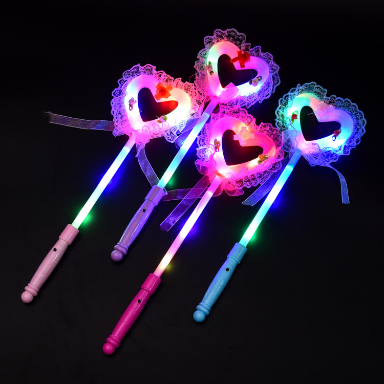 Manufacturers direct glow fairy stick flash magic fairy stick dance performance princess heart stick stand light toys