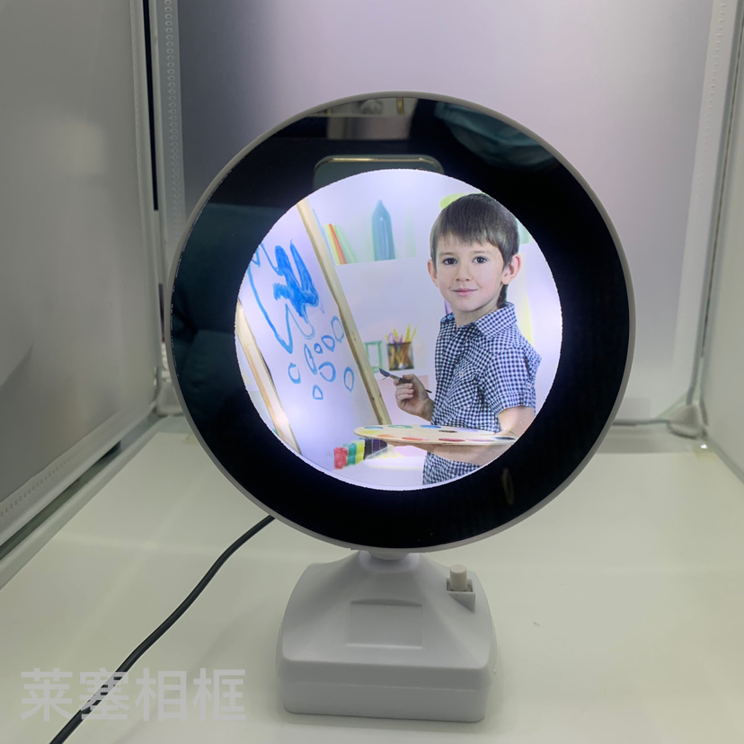 Small round mirror, photo, living room, bedroom, handicrafts, display table with light, makeup mirror, photo frame