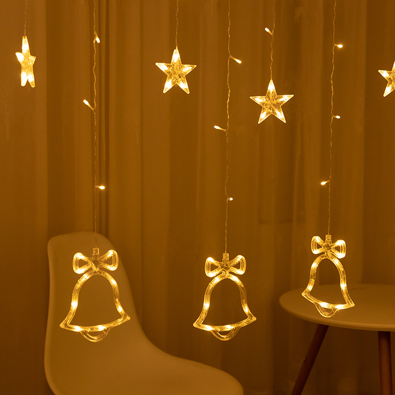 LED indoor 3*3m Love curtain lights Christmas wedding holiday decoration colored lights copper wire plugged into the grid red thumbnail