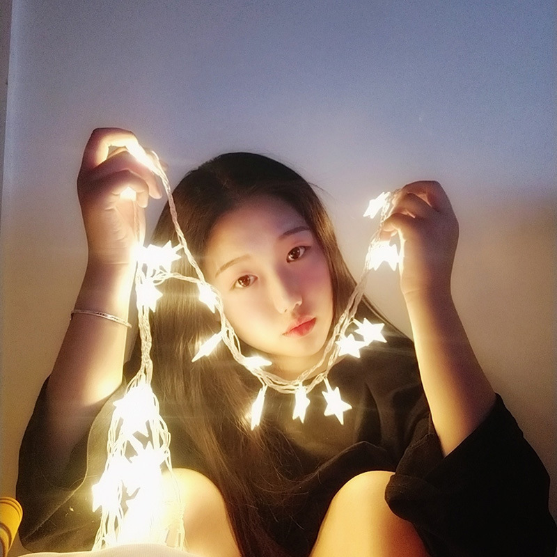 Cross-border new LED five-pointed curtain light string festival wedding outdoor waterproof neon decorative lights production thumbnail