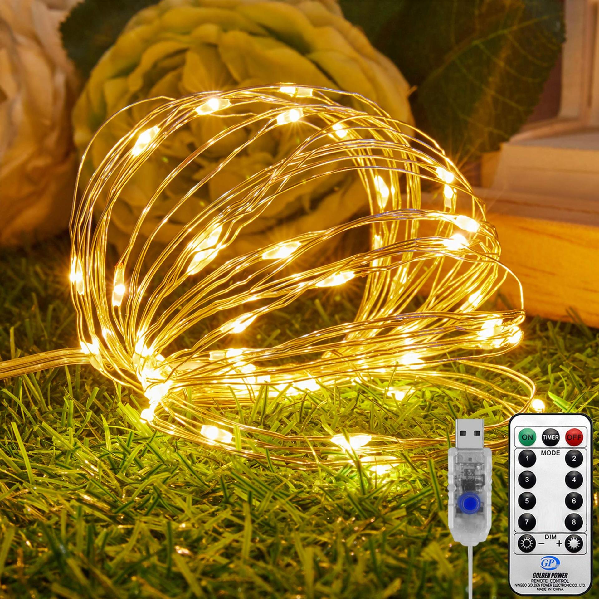 Cross-border source usb light string copper wire star light remote control eight function Christmas lights decorative lights led colored lights thumbnail