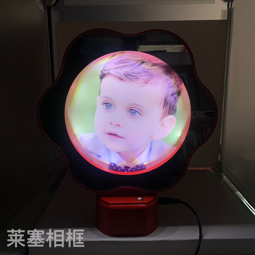 Sunflower-shaped mirror with LED light creative display table decoration, gift photo, magic mirror photo frame for living room and bedroom details Picture