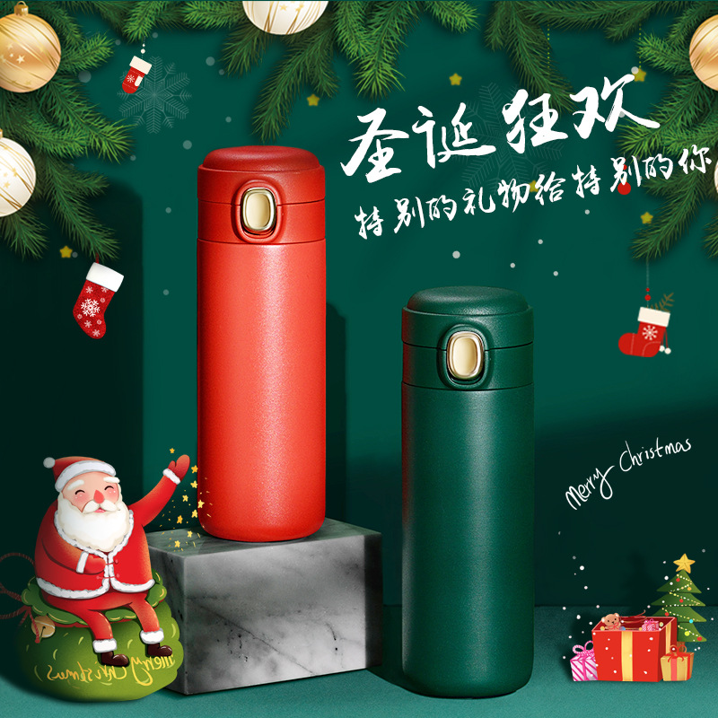 Stainless steel thermos cup With pea Bouncer lid Portable student Couple mug Outdoor mug Gift mug