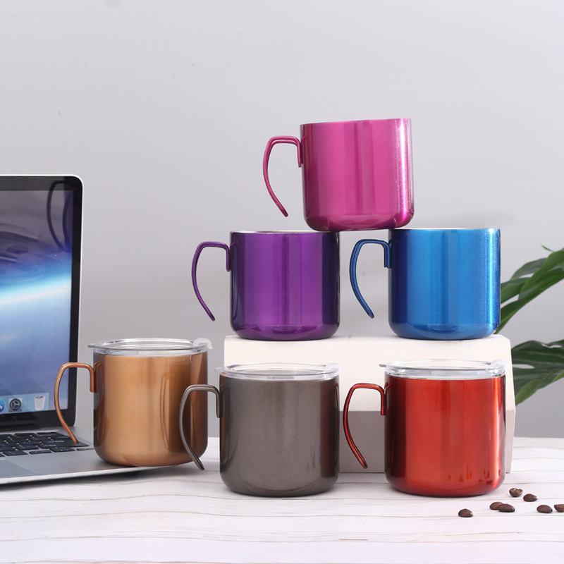Creative stainless steel mugs with handles coffee mugs for lovers water mugs office thermos mugs for cross-border gifts