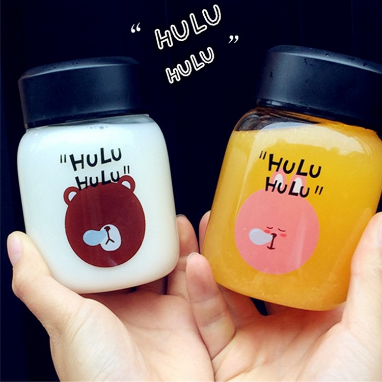 New Snore Bear Mini Fat Hulu Glass Portable leakproof kids student cup Creative flower teacup