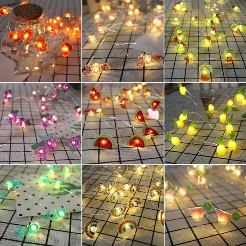 亚马逊电池盒铜线灯挂件灯串 圣诞led彩虹梅花圣诞老人菠萝小彩灯