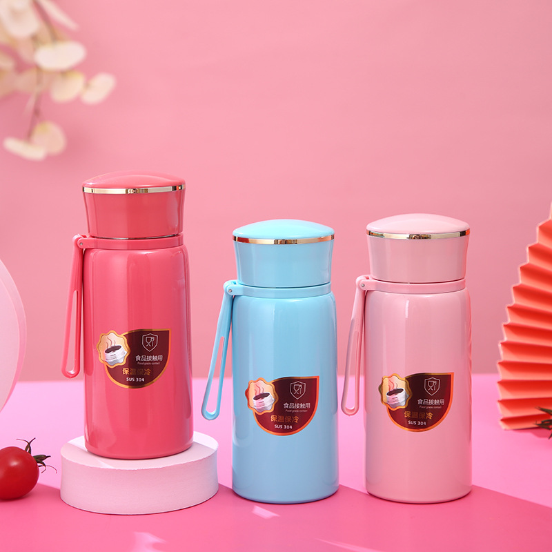 304 stainless steel Lady vacuum cup Double vacuum portable cup for men and women with hand strap gift cup