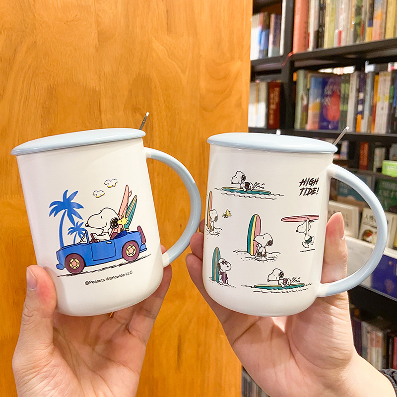 Creative Snoopy cup Home office Korean cartoon gift ceramic cup lovely personality lovers mugs