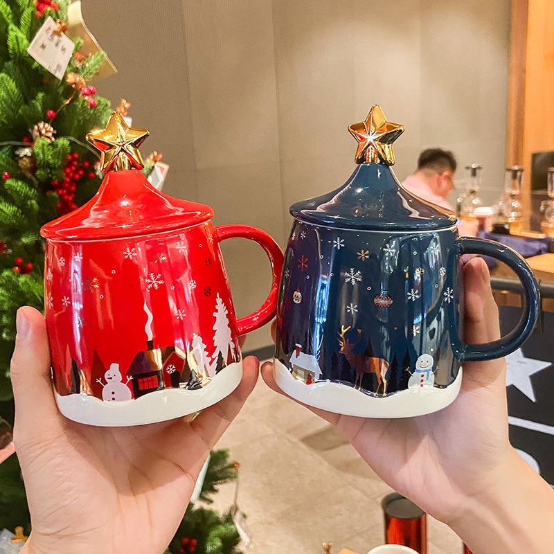 Christmas gift mugs Instagram creative cartoon cute ceramic mugs holiday campaign giveaways for lovers