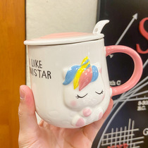 Cute cartoon animals children mugs small fresh and simple personality ceramic mugs boys and girls students milk breakfast mugs