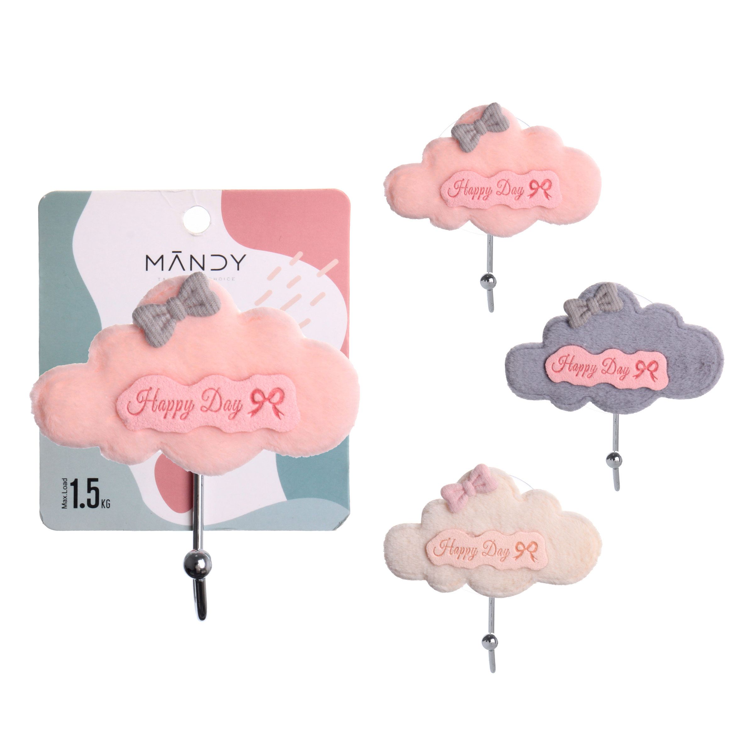 [Manti Home] Cloth cloud suction hook bathroom kitchen hook sticky hook strong load free punch full figure