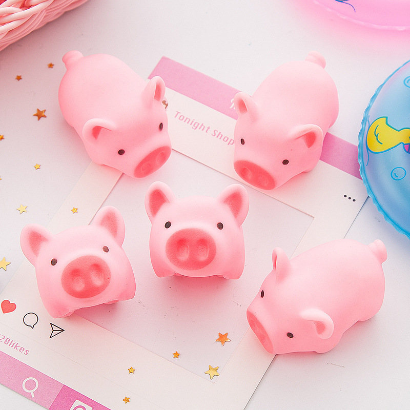 Cartoon soft cute cute pink pig pinched music toy to release the pressure relief toy pinched call