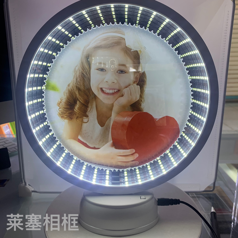 Round led light creative decorative items, handicrafts, home decoration, living room, bedroom photos, magic mirror, photo frame