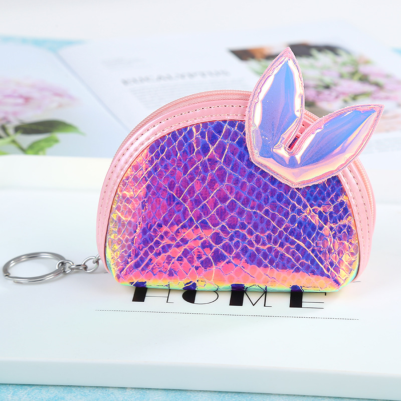 Katong Female Laser rabbit Ear coin purse, pvc cute mini bag, makeup storage bag, keychain bag manufacturer Specification image