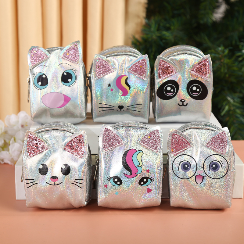 Bright skin cat ears storage bag Korean version trendy key bag PU leather coin purse cute princess travel small round bag woman