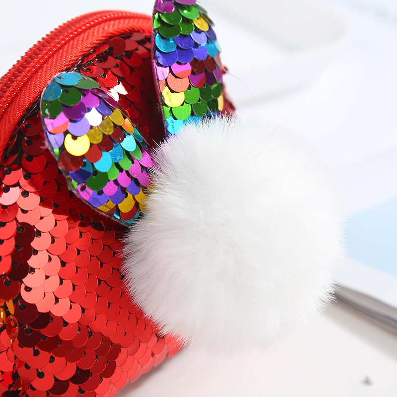 Versión coreana lindo lentejuelas peludo bola cero billetera dibujos animados Señora Pequeña billetera fiesta moneda llave almacenamiento bolsa lote Specification image